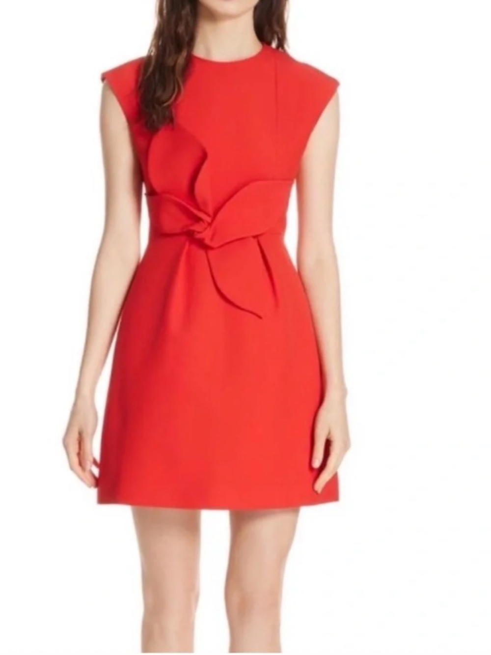 NWT Ted Baker London Polly Cap Sleeve Structured Red Bow Dress Size 4 / US 10
